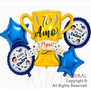 SET DE GLOBOS METALIZADO COPA TE AMO PAPA 5 UNIDADES